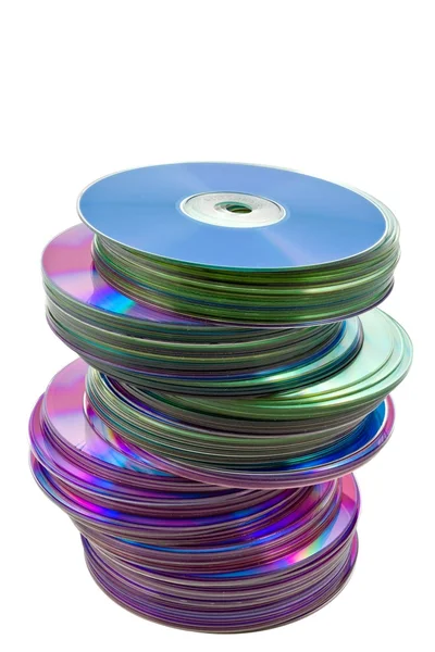 Montón de disco compacto sobre un fondo blanco — Foto de Stock
