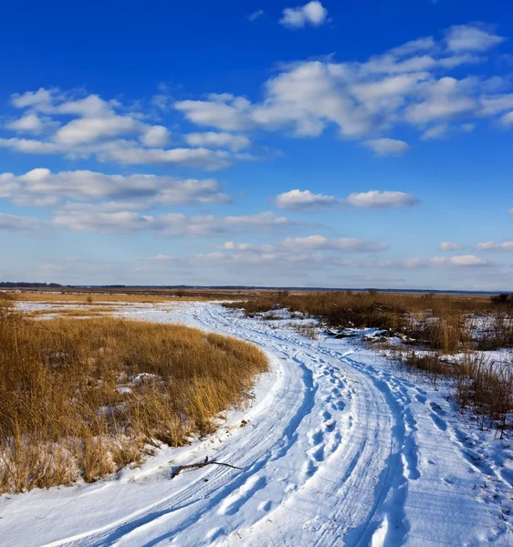 Landstraße durch den Winter — Stockfoto