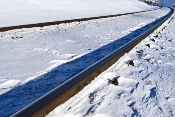 Caminho-de-ferro com neve — Fotografia de Stock