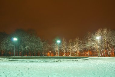 Night town square at the winter clipart