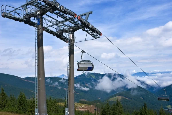 stock image Cableway in a mountains