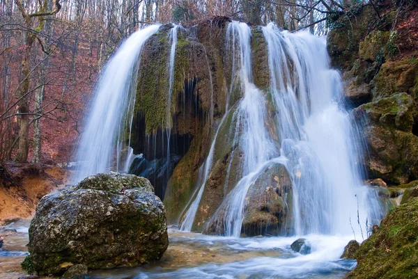 Nice waterfall in a mountain canyon — Stock Photo, Image