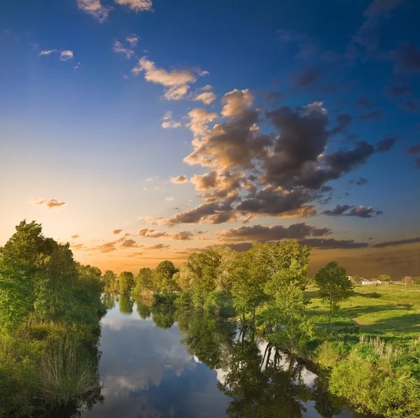 Summer river at the evening — Stock Photo, Image