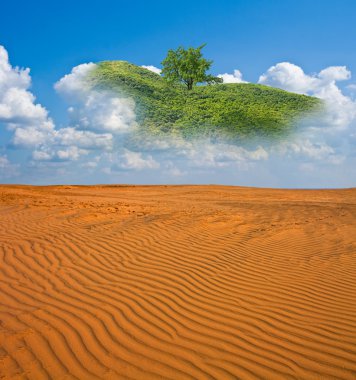 Mirage in a sand desert clipart