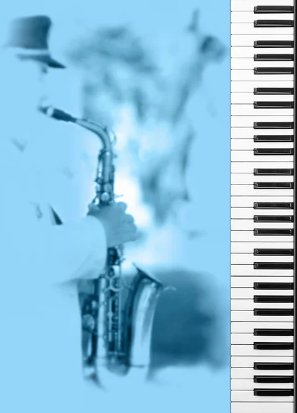 Music keyboard blue background — Stock Photo, Image