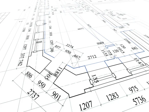 Plans in auto cad — Stock Photo, Image