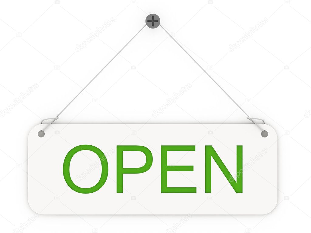 Open sign on white background