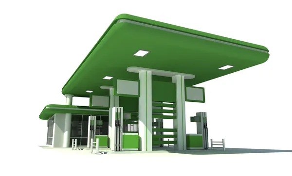 Benzin istasyonu 3d — Stok fotoğraf