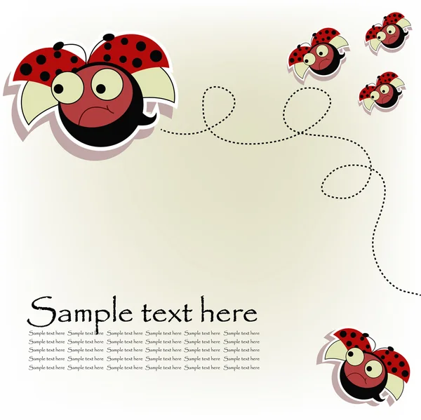 Kartpostal komik ladybugs ile — Stok Vektör