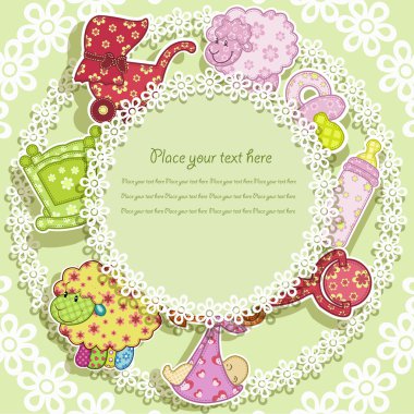 Beautiful card with a set for the baby clipart