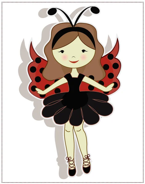 Pretty cute girl ladybug — Stock Vector