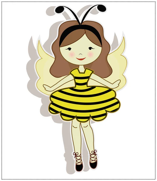 Pretty cute girl bee — Stock Vector