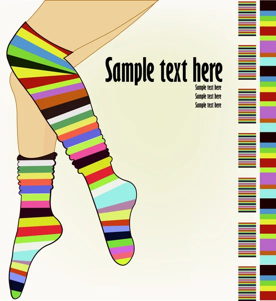 Beautiful female legs in striped socks — Stock Vector