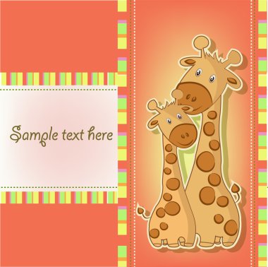 Postcards with cute giraffe clipart