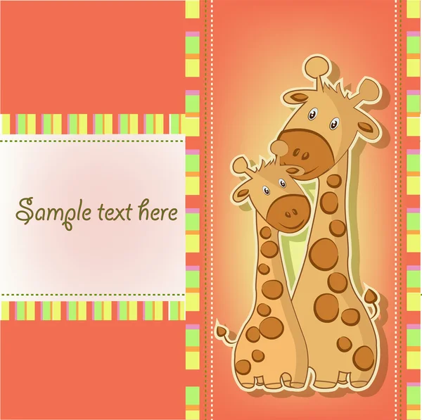 Cartoline con simpatica giraffa — Vettoriale Stock