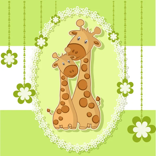 Eine schöne Karte mit zwei Giraffen — Stockvektor
