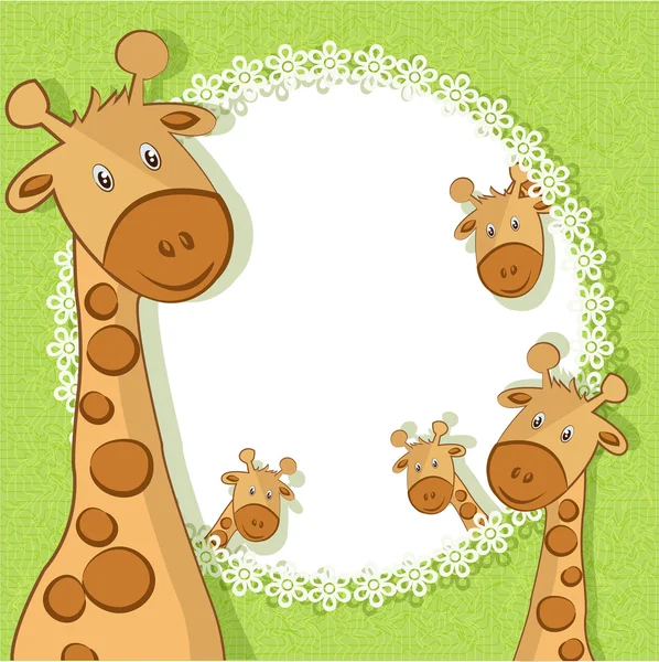 Um belo cartão com duas girafas — Vetor de Stock