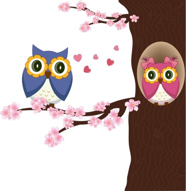 Owls on the tree clipart