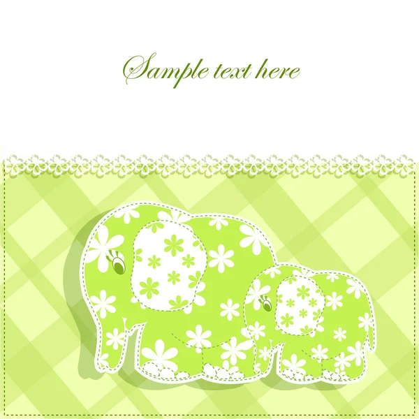 Cartão de bebê com elefantes —  Vetores de Stock