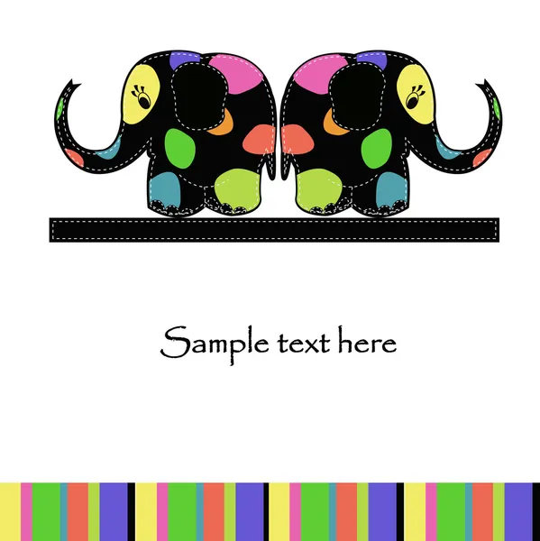 Un par de elefantes de colores divertidos — Vector de stock