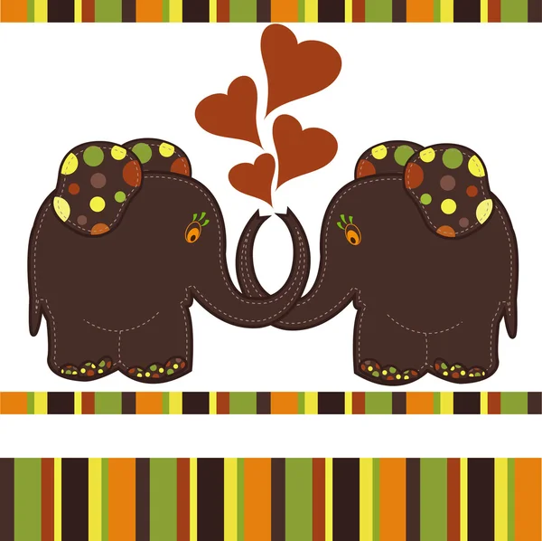 Sample Cards with two elephants — Stock Vector