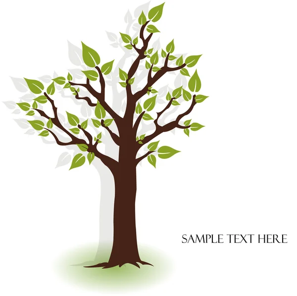 Hermoso árbol vector con hojas verdes — Vector de stock