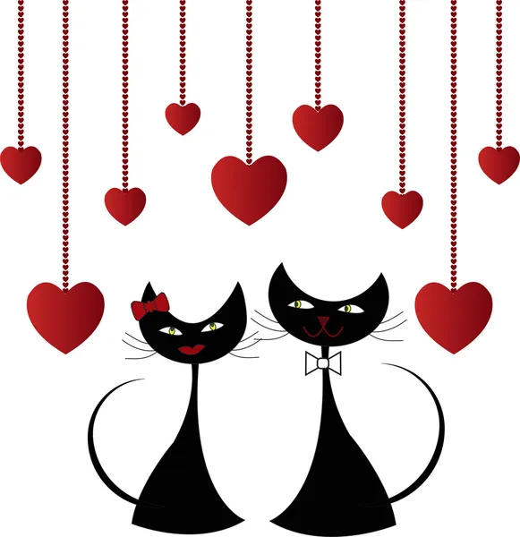 Amour chats noirs — Image vectorielle