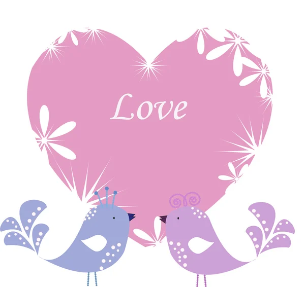Két igazán birdies rózsaszín szív — Stock Vector