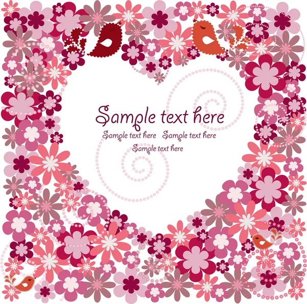 Beyaz kalp karşı kuşlar çiçekler