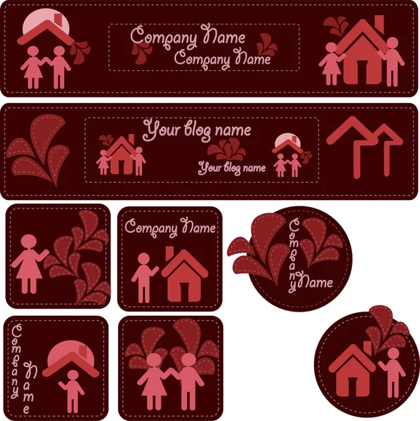 Εμβλήματα ένα λογότυπο. εικονίδια του με σπίτια — Διανυσματικό Αρχείο