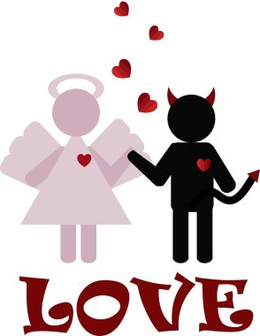 Love of an angel and demon clipart