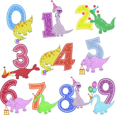 Set of color figures with dinosaurs clipart