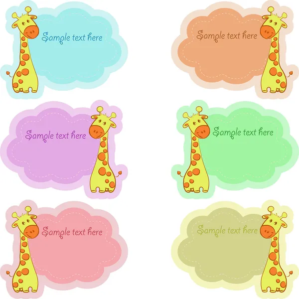 Para etiquetas escolares con bonitas jirafas, una ilustración vectorial — Archivo Imágenes Vectoriales