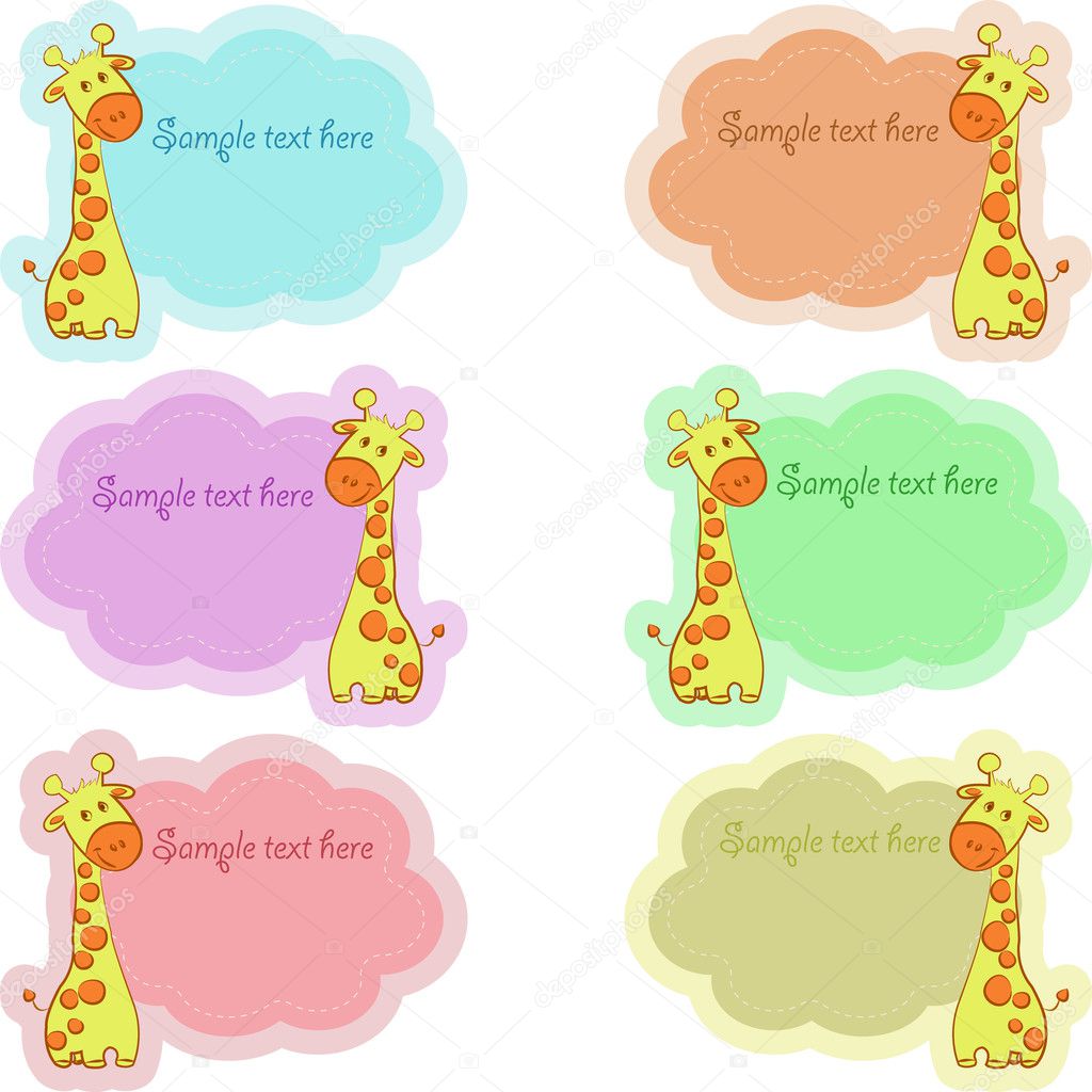 To school labels with nice giraffes, a vector illustration