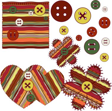 The sample of a fabric with buttons clipart