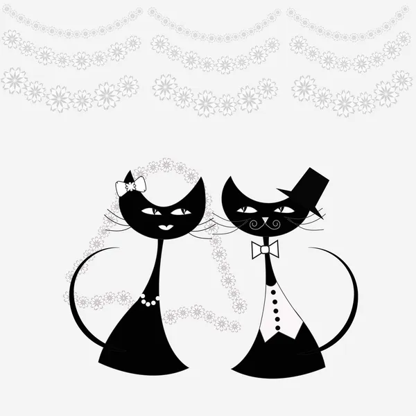 Black cats the groom and the bride — Stockvector