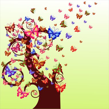 Tree with butterflies clipart