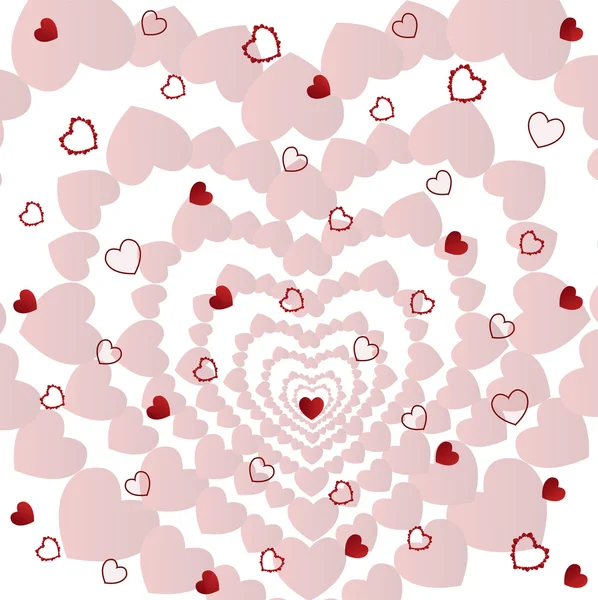 Abstrakter Hintergrund aus weißen und roten Herzen — Stockvektor