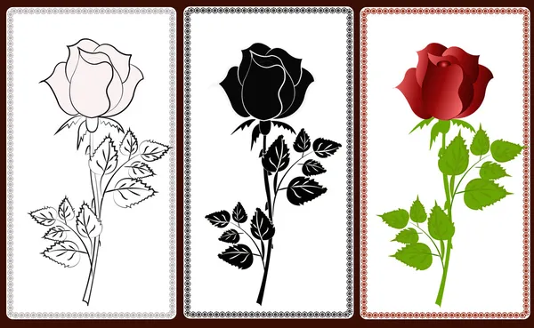 与玫瑰的三个图标 — 图库矢量图片