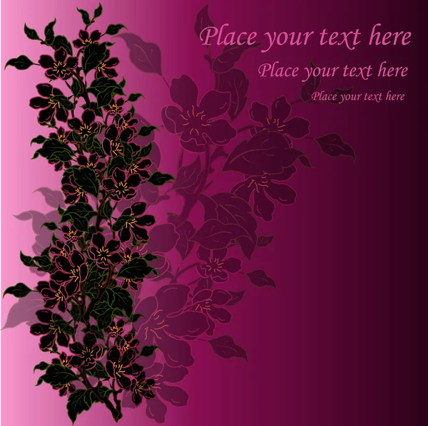 Branche fleurie noire — Image vectorielle