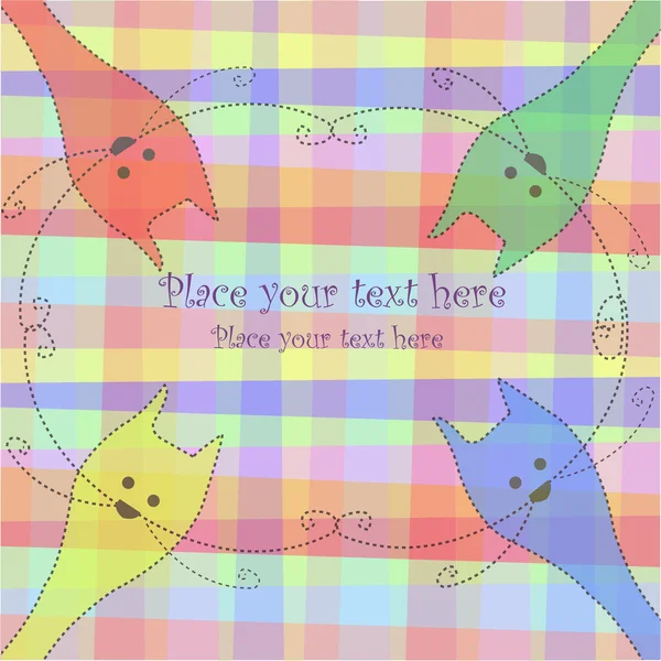 Vier multi-gekleurde katten — Stockvector