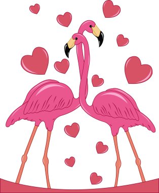 Two enamoured flamingos clipart