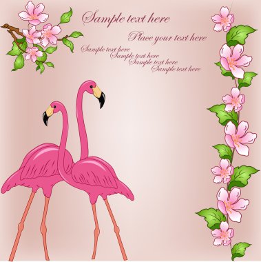 Two enamoured flamingos clipart