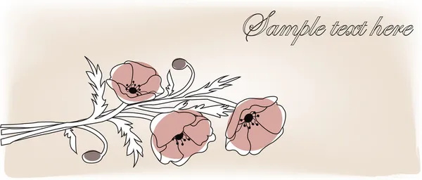 Tarjeta de flores de amapola — Vector de stock
