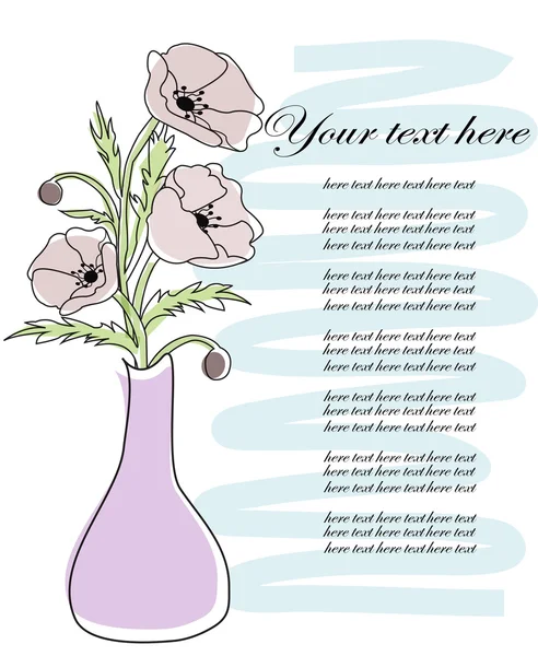Haşhaş çiçekleri kartı — Stok Vektör