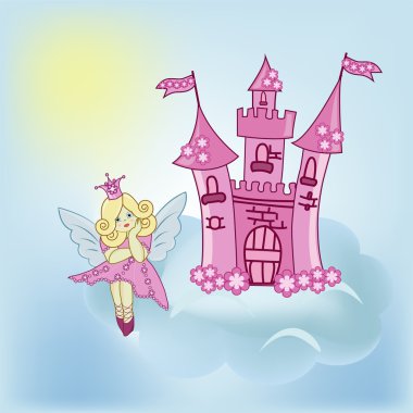 The girl the fairy dreams on a cloud clipart