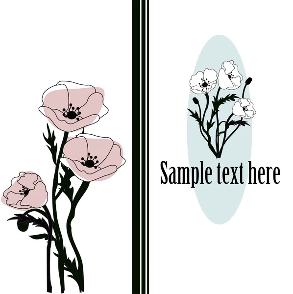 Carte fleurs de pavot — Image vectorielle