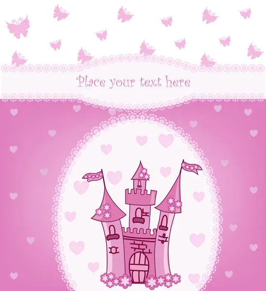 Princezna karta s kouzelný hrad — Stockový vektor