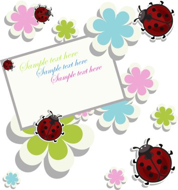 Card sample with ladybugs and a flowers clipart