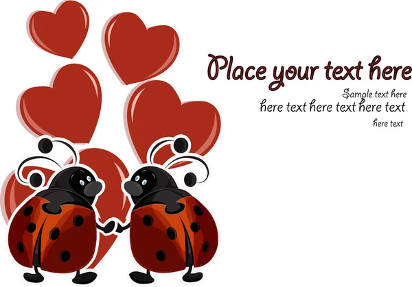 Ladybugs ile güzel kart — Stok Vektör